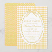 Yellow Gingham Coquette Bow Bridal Shower 招待状 (正面/裏面)