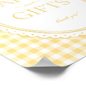 Yellow Gingham Coquette Bow Card & Gifts Sign ポスター (角)