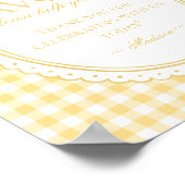 Yellow Gingham Coquette Bow Favors Sign ポスター (角)