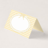 Yellow Gingham Coquette Bow Place Card Table Decor (正面)