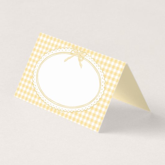 Yellow Gingham Coquette Bow Place Card Table Decor (正面)