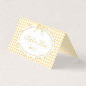 Yellow Gingham Coquette Bow Place Card Table Decor (正面)