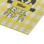 Yellow Gingham Gourmet Glass Cutting Board カッティングボード (角)