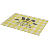 Yellow Gingham Gourmet Glass Cutting Board カッティングボード (角)
