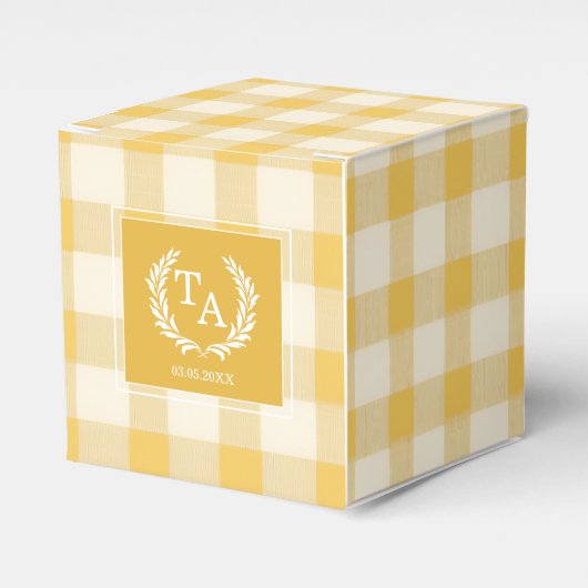 Yellow Gingham Monogram Crest フェイバーボックス (正面サイド)
