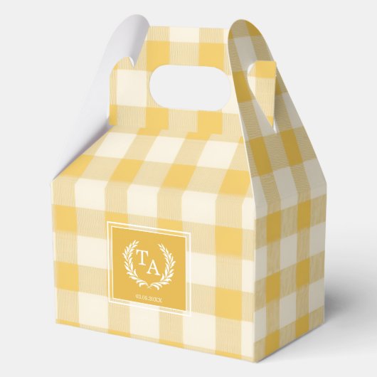 Yellow Gingham Monogram Crest フェイバーボックス (正面)