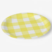 Yellow Gingham Pattern ペーパープレート (アングル)