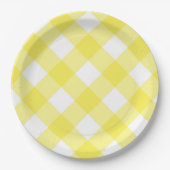 Yellow Gingham Pattern ペーパープレート (正面)