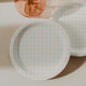 Yellow Gingham Plaid Baby Shower ペーパープレート