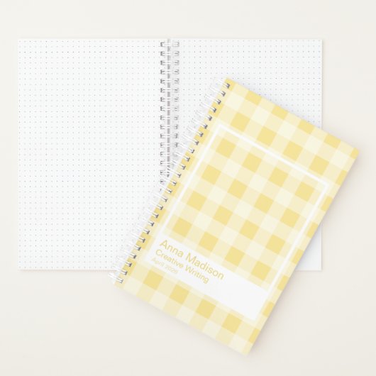 Yellow Gingham Plaid Transparent Frame Notebook ノートブック (内側)