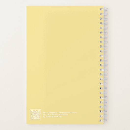 Yellow Gingham Plaid Transparent Frame Notebook ノートブック (裏面)