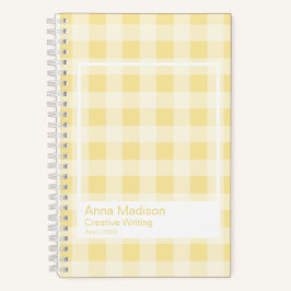 Yellow Gingham Plaid Transparent Frame Notebook ノートブック