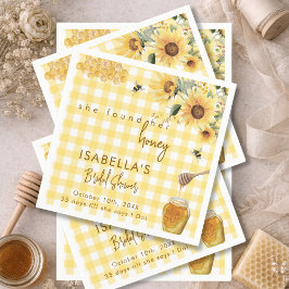 Yellow Gingham She Found Her Honey Bridal Shower スタンダードカクテルナプキン