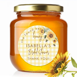 Yellow Gingham She Found Her Honey Bridal Shower ラウンドシール