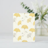 Yellow Ginkgo Fan Leaves Repeat ポストカード (スタンド正面)