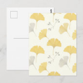 Yellow Ginkgo Fan Leaves Repeat ポストカード (正面/裏面)