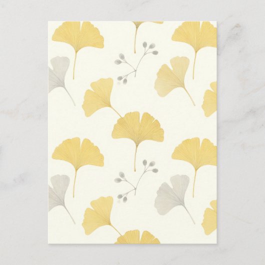 Yellow Ginkgo Fan Leaves Repeat ポストカード (正面)