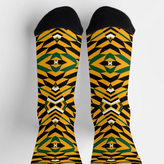 Yellow Gold Afro Pop Kente Style Socks ソックス (上部)