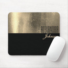 Yellow Gold and Black Simple Name マウスパッド
