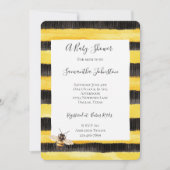 Yellow Gold Black Stripes Honey Bee Baby Shower 招待状 (正面)