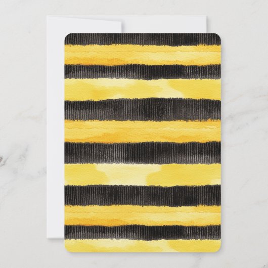 Yellow Gold Black Stripes Honey Bee Birthday 招待状 (裏面)