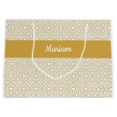 Yellow Gold Geometric White Monogram Name ラージペーパーバッグ (正面)