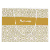 Yellow Gold Geometric White Monogram Name ラージペーパーバッグ (裏面)