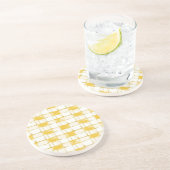 Yellow Gold White Plaid Stripes コースター (側面)