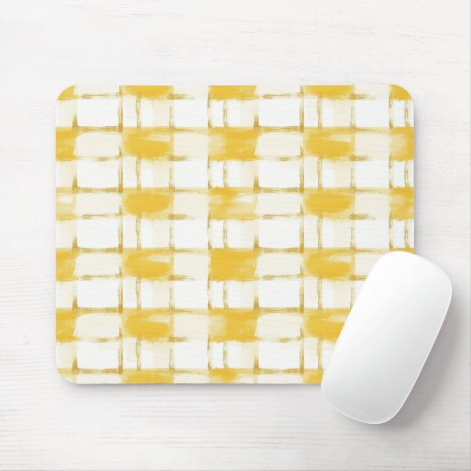 Yellow Gold White Plaid Stripes マウスパッド (マウス)