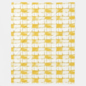 Yellow Gold White Plaid Stripes Birthday フリースブランケット (正面)
