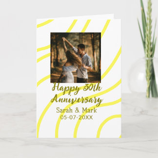Yellow golden photo 30th wedding anniversary name  カード