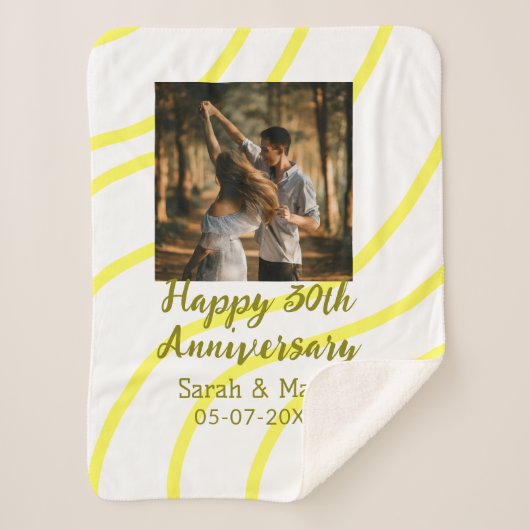 Yellow golden photo 30th wedding anniversary name  シェルパブランケット (正面)