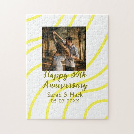 Yellow golden photo 30th wedding anniversary name  ジグソーパズル (縦)