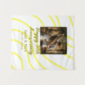 Yellow golden photo 30th wedding anniversary name  タペストリー (正面(横))