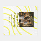 Yellow golden photo 30th wedding anniversary name  フリースブランケット (正面(横))