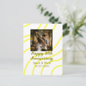 Yellow golden photo 30th wedding anniversary name  ポストカード (スタンド正面)