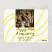 Yellow golden photo 30th wedding anniversary name  ポストカード (裏面)