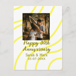 Yellow golden photo 30th wedding anniversary name  ポストカード