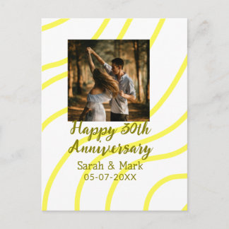 Yellow golden photo 30th wedding anniversary name  ポストカード