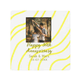 Yellow golden photo 30th wedding anniversary name  メタルプリント