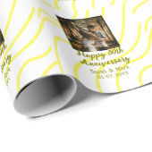 Yellow golden photo 30th wedding anniversary name  ラッピングペーパー (ロールコーナー)