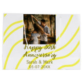 Yellow golden photo 30th wedding anniversary name  ラージペーパーバッグ (裏面)