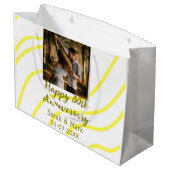 Yellow golden photo 30th wedding anniversary name  ラージペーパーバッグ (裏面アングル)