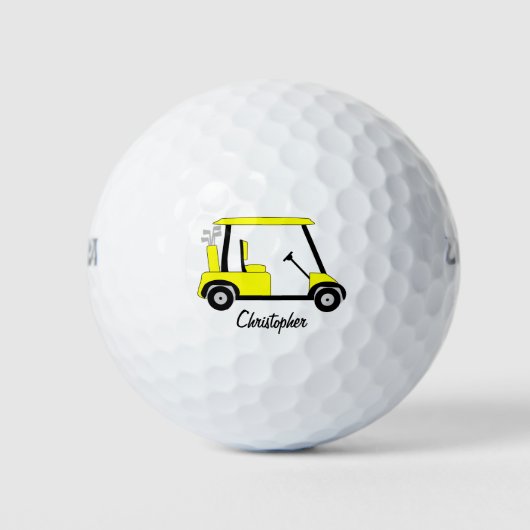 Yellow Golf Buggy Design ゴルフボール (正面)