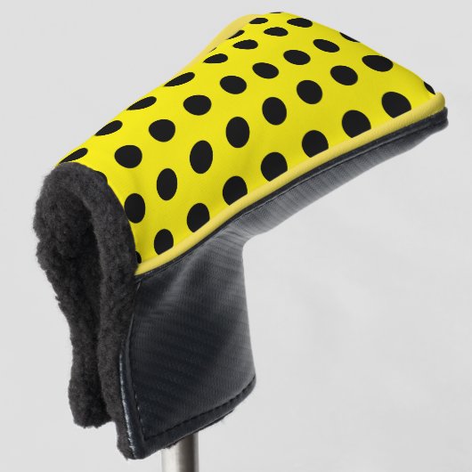 Yellow Golf Putter Cover with Black Dot Pattern ゴルフヘッドカバー (3/4 正面)