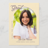 Yellow Grad Announcement and Invitation with Photo 招待状 (正面)