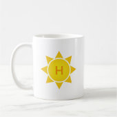 Yellow Gradient Sun with Single Letter Monogram コーヒーマグカップ (左)