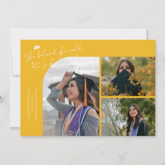Yellow Graduate She Believed Multi Photo 案内状 (正面)