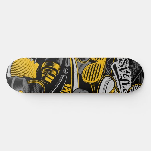 Yellow Graffiti Style Skateboard | Skateboard Deck スケートボード (横)