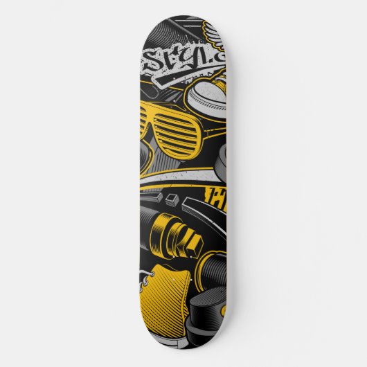 Yellow Graffiti Style Skateboard | Skateboard Deck スケートボード (正面)